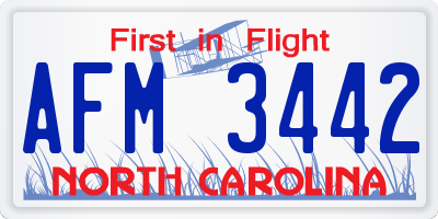 NC license plate AFM3442