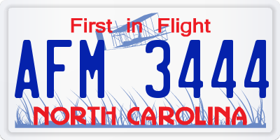 NC license plate AFM3444