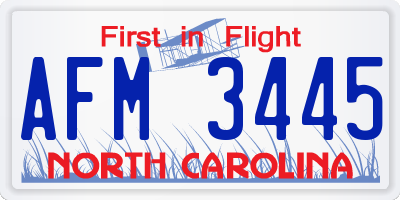 NC license plate AFM3445
