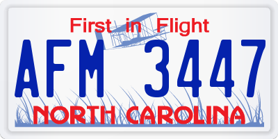 NC license plate AFM3447