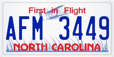 NC license plate AFM3449