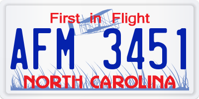NC license plate AFM3451