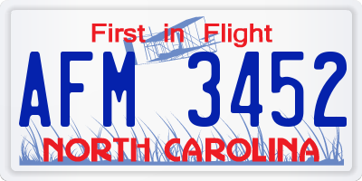 NC license plate AFM3452