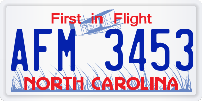 NC license plate AFM3453