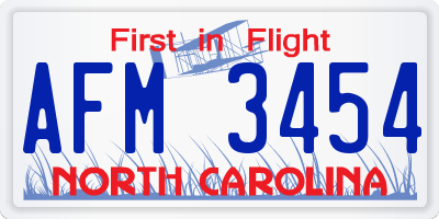 NC license plate AFM3454