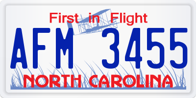 NC license plate AFM3455