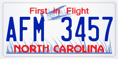NC license plate AFM3457