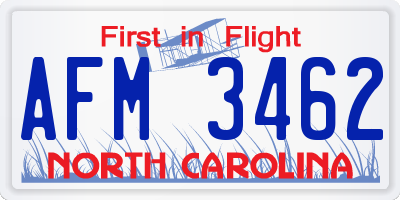 NC license plate AFM3462
