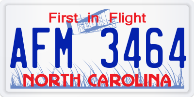 NC license plate AFM3464