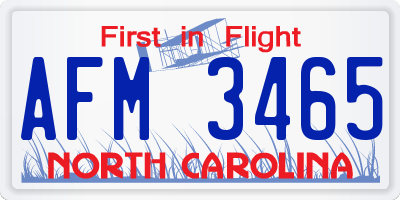 NC license plate AFM3465