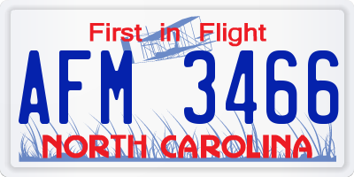 NC license plate AFM3466