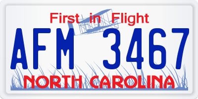 NC license plate AFM3467