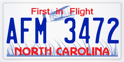 NC license plate AFM3472
