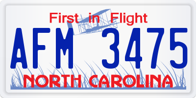 NC license plate AFM3475