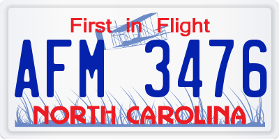NC license plate AFM3476