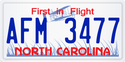 NC license plate AFM3477
