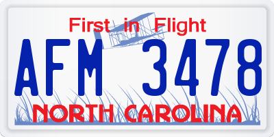 NC license plate AFM3478