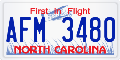 NC license plate AFM3480