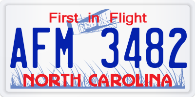 NC license plate AFM3482
