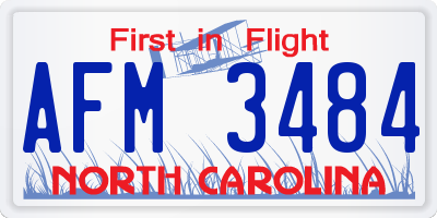NC license plate AFM3484