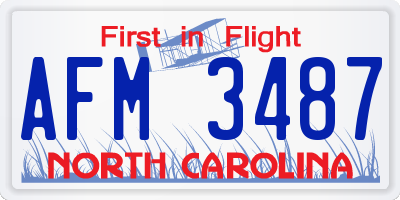 NC license plate AFM3487