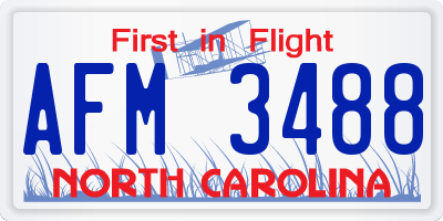 NC license plate AFM3488