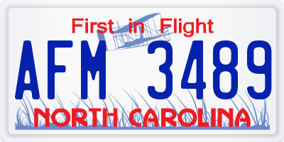 NC license plate AFM3489