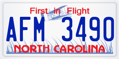NC license plate AFM3490