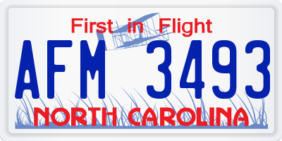 NC license plate AFM3493