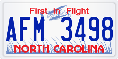 NC license plate AFM3498
