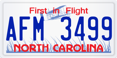 NC license plate AFM3499