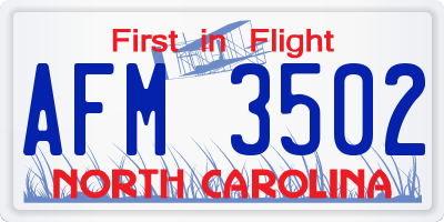NC license plate AFM3502