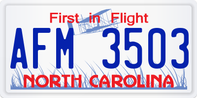 NC license plate AFM3503