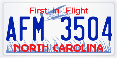 NC license plate AFM3504
