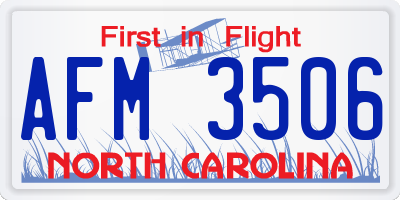 NC license plate AFM3506