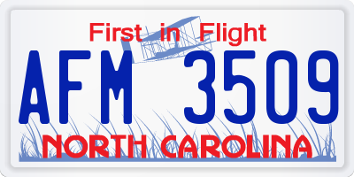NC license plate AFM3509