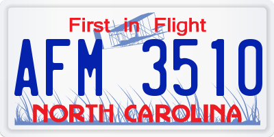 NC license plate AFM3510
