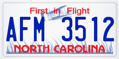 NC license plate AFM3512