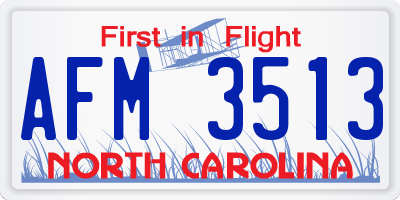 NC license plate AFM3513