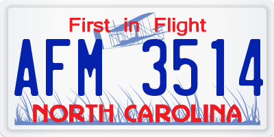 NC license plate AFM3514