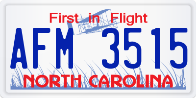 NC license plate AFM3515