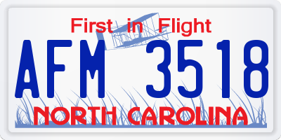 NC license plate AFM3518