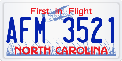 NC license plate AFM3521