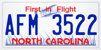 NC license plate AFM3522