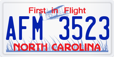 NC license plate AFM3523