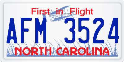 NC license plate AFM3524
