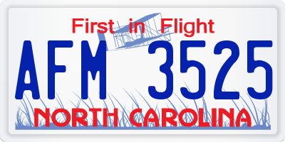 NC license plate AFM3525