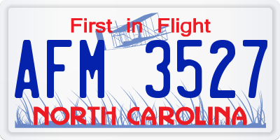 NC license plate AFM3527