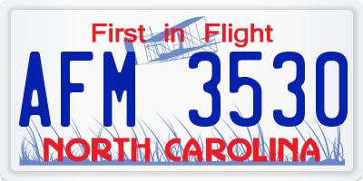 NC license plate AFM3530