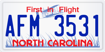 NC license plate AFM3531